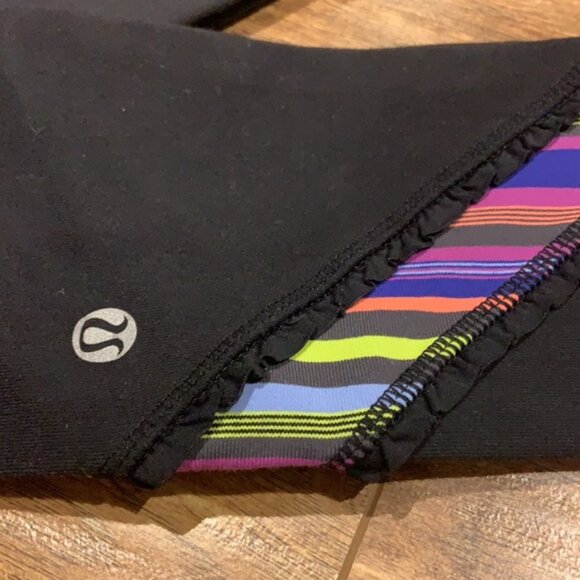 Lululemon full length leggings with neon stripes and ruff… - Picture 2 of 11